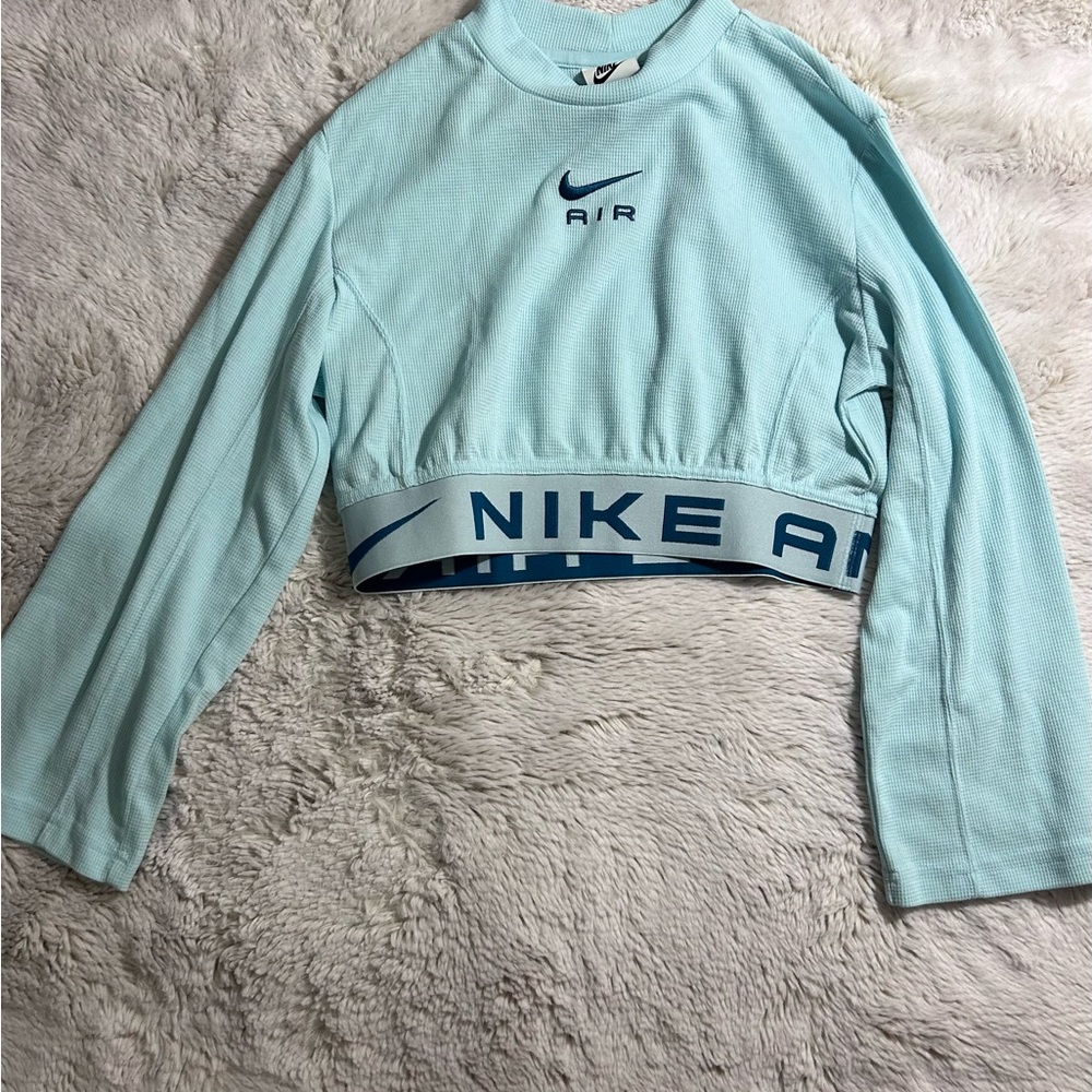 Girls Nike Kids Light Aqua Cropped Long Sleeve Top Size Med